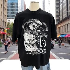 Gothic Streetwear Graphic Tee Eye Print Black Shirt Lay Down My Life 2XL